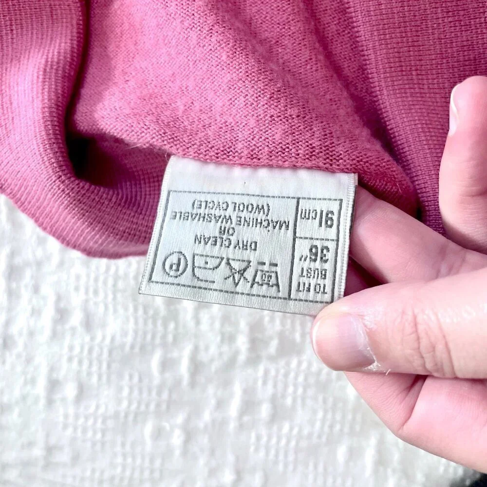 House of Fraser Pure Lambs Wool Pink Sweater Size 14 Vintage Cottagecore